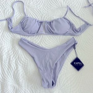 Zaful Purple Ribbed Bikini